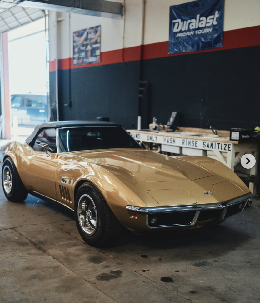 Freshly refinished classic car after professional paint and body work