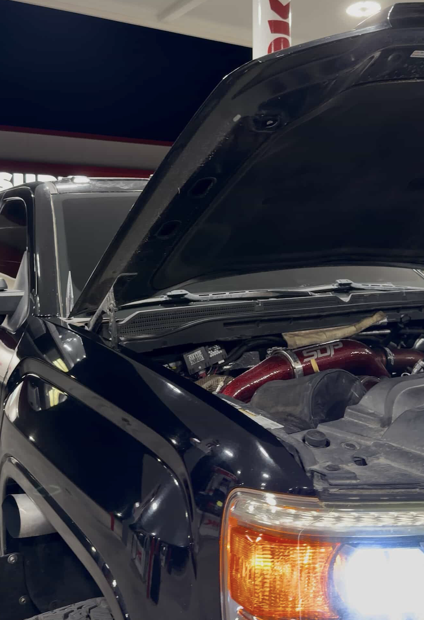 Duramax diesel engine with a high-performance performance intake installed